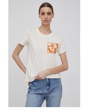 Bluzka t-shirt bawełniany kolor beżowy - Answear.com Gant
