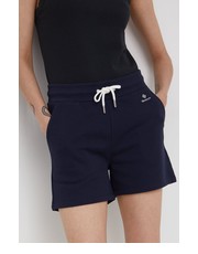 Spodnie szorty damskie kolor granatowy z aplikacją high waist - Answear.com Gant