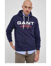 Bluza męska Bluza męska kolor granatowy z kapturem z nadrukiem - Answear.com Gant