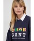 Bluza Gant bluza bawełniana damska kolor granatowy z nadrukiem