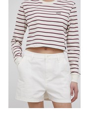Spodnie szorty jeansowe damskie kolor biały gładkie high waist - Answear.com Vans