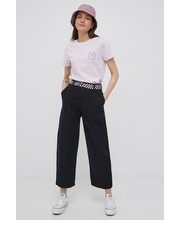 Spodnie spodnie damskie kolor czarny szerokie high waist - Answear.com Vans