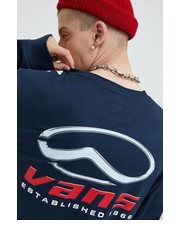 T-shirt - koszulka męska longsleeve bawełniany kolor granatowy z nadrukiem - Answear.com Vans