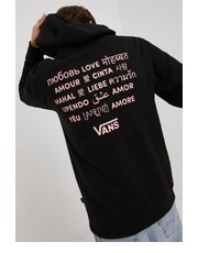 Bluza bluza bawełniana kolor czarny z kapturem z nadrukiem - Answear.com Vans