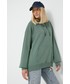 Bluza Vans bluza bawełniana damska kolor zielony z kapturem gładka
