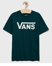 Koszulka t-shirt bawełniany dziecięcy kolor zielony z nadrukiem - Answear.com Vans