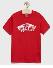 Koszulka t-shirt bawełniany dziecięcy kolor czerwony z nadrukiem - Answear.com Vans