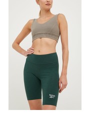 Spodnie szorty damskie kolor zielony z aplikacją high waist - Answear.com Reebok