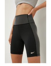 Spodnie szorty treningowe damskie kolor czarny wzorzyste high waist - Answear.com Reebok