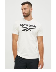 T-shirt - koszulka męska t-shirt bawełniany kolor beżowy z nadrukiem - Answear.com Reebok
