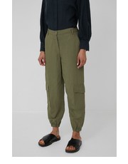 Spodnie Marc OPolo spodnie z domieszką lnu damskie kolor zielony joggery high waist - Answear.com Marc O'Polo