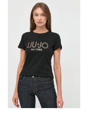 Bluzka t-shirt bawełniany kolor czarny - Answear.com Liu Jo