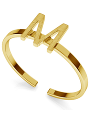 Pierścionek Srebrny pierścionek z literką My RING™ 925 : Kolor pokrycia srebra - Pokrycie Żółtym 18K Złotem, Litera - M - Giorre.pl Giorre