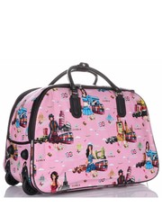 torba podróżna /walizka Torba Podróżna na kółkach ze stelażem  English Girl Multikolor - Różowa - panitorblska.pl