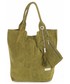Shopper bag Vittoria Gotti Torebki Skórzane Typu ShopperBag XL Zamsz Naturalny Wysokiej Jakości Groszkowa
