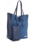 Shopper bag Vittoria Gotti Włoskie Torebki Skórzane  ShopperBag z Etui Niebieska - Jeans