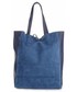 Shopper bag Vittoria Gotti Włoskie Torebki Skórzane  ShopperBag z Etui Niebieska - Jeans