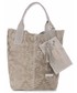 Shopper bag Vittoria Gotti Torebka Skórzana Shopperbag w Tłoczone Wzory Beżowa