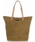 Shopper bag Vittoria Gotti Modne Torebki ze Skóry Naturalnej Zamszowej  Shopper Zielona