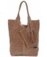 Shopper bag Vittoria Gotti Torebki Skórzane firmy  typu ShopperBag Zamsz Naturalny Wysokiej Jakości Ziemista