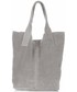Shopper bag Vittoria Gotti Torebki Skórzane typu ShopperBag XL Włoskiej firmy  wykonane z Wysokiej Jakości Zamszu Naturalnego Jasno Szara