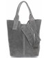 Shopper bag Vittoria Gotti Torebki Skórzane typu ShopperBag XL Włoskiej firmy  wykonane z Wysokiej Jakości Zamszu Naturalnego Szara