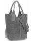 Shopper bag Vittoria Gotti Torebki Skórzane typu ShopperBag XL Włoskiej firmy  wykonane z Wysokiej Jakości Zamszu Naturalnego Szara