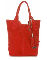 shopper bag Torebki Skórzane typu ShopperBag XL Włoskiej firmy  wykonane z Wysokiej Jakości Zamszu Naturalnego Czerwona - panitorblska.pl
