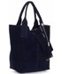 Shopper bag Vittoria Gotti Torebki Skórzane typu ShopperBag XL Włoskiej firmy  wykonane z Wysokiej Jakości Zamszu Naturalnego Granatowa