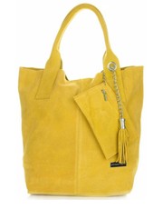 shopper bag Torebki Skórzane typu ShopperBag XL Włoskiej firmy  wykonane z Wysokiej Jakości Zamszu Naturalnego Żółty - panitorblska.pl