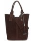Shopper bag Vittoria Gotti Torebki Skórzane typu ShopperBag XL Włoskiej firmy  wykonane z Wysokiej Jakości Zamszu Naturalnego Czekolada