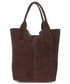Shopper bag Vittoria Gotti Torebki Skórzane typu ShopperBag XL Włoskiej firmy  wykonane z Wysokiej Jakości Zamszu Naturalnego Czekolada