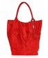 Torebka skórzana Genuine Leather Torebka skórzana typu Shopperbag zamsz naturalny Czerwona
