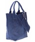 Torebka skórzana Genuine Leather Shopperbag torebka Skórzana wzory 3D Niebieska