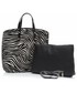 Shopper bag Genuine Leather Torebka Skórzana Shopperbag z Kosmetyczką Zebra