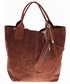 Shopper bag Genuine Leather Shopperbag torebka Skórzana wzory 3D Brązowa