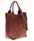 Shopper bag Genuine Leather Shopperbag torebka Skórzana wzory 3D Brązowa