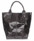Shopper bag Genuine Leather Elegancki Shopperbag  Lakierowana Skóra Szara