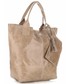 Shopper bag Genuine Leather Elegancki Shopperbag  Lakierowana Skóra Beżowa
