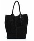 Shopper bag Genuine Leather Torebka skórzana typu Shopperbag zamsz naturalny Czarna