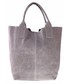 Shopper bag Genuine Leather Shopperbag torebka Skórzana wzory 3D Jasno Szara