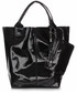 Shopper bag Genuine Leather Elegancki Shopperbag  Lakierowana Skóra Czarna