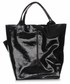 Shopper bag Genuine Leather Elegancki Shopperbag  Lakierowana Skóra Czarna