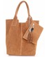 Shopper bag Genuine Leather Torebka skórzana  Shopper bag zamsz naturalny Ruda