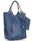 Shopper bag Genuine Leather Włoskie Torebki Skórzane ShopperBag Aligator Niebieska