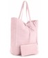 Shopper bag Vera Pelle Modne Torebki Skórzane typu ShopperBag z Etui Zamsz Naturalny Wysokiej Jakości Pudrowy Róż