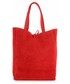 Shopper bag Vera Pelle Modne Torebki Skórzane typu ShopperBag z Etui Zamsz Naturalny Wysokiej Jakości Czerwona