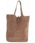 Shopper bag Vera Pelle Modne Torebki Skórzane typu ShopperBag z Etui Zamsz Naturalny Wysokiej Jakości Ziemista