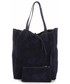 Shopper bag Vera Pelle Modne Torebki Skórzane typu ShopperBag z Etui Zamsz Naturalny Wysokiej Jakości Granatowa