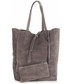 Shopper bag Vera Pelle Modne Torebki Skórzane typu ShopperBag z Etui Zamsz Naturalny Wysokiej Jakości Szara